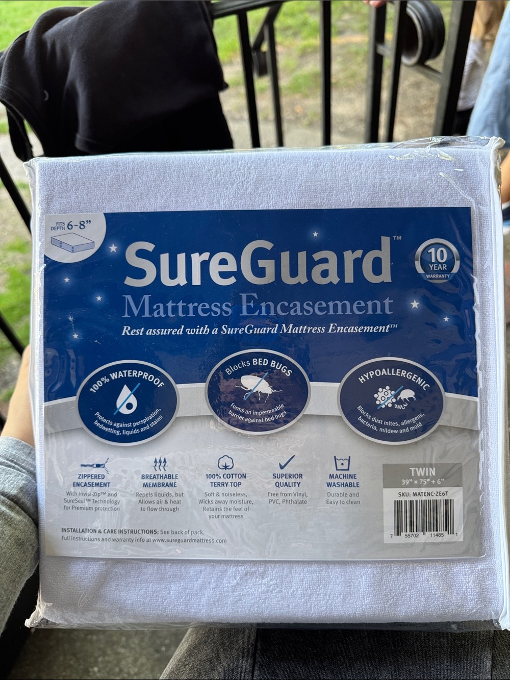 White Twin Mattress Encasement - Waterproof, Hypoallergenic